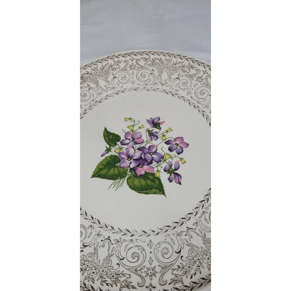 Cunningham & Pickett Spring Violet China Dinner Plate 22kt Gold RARE